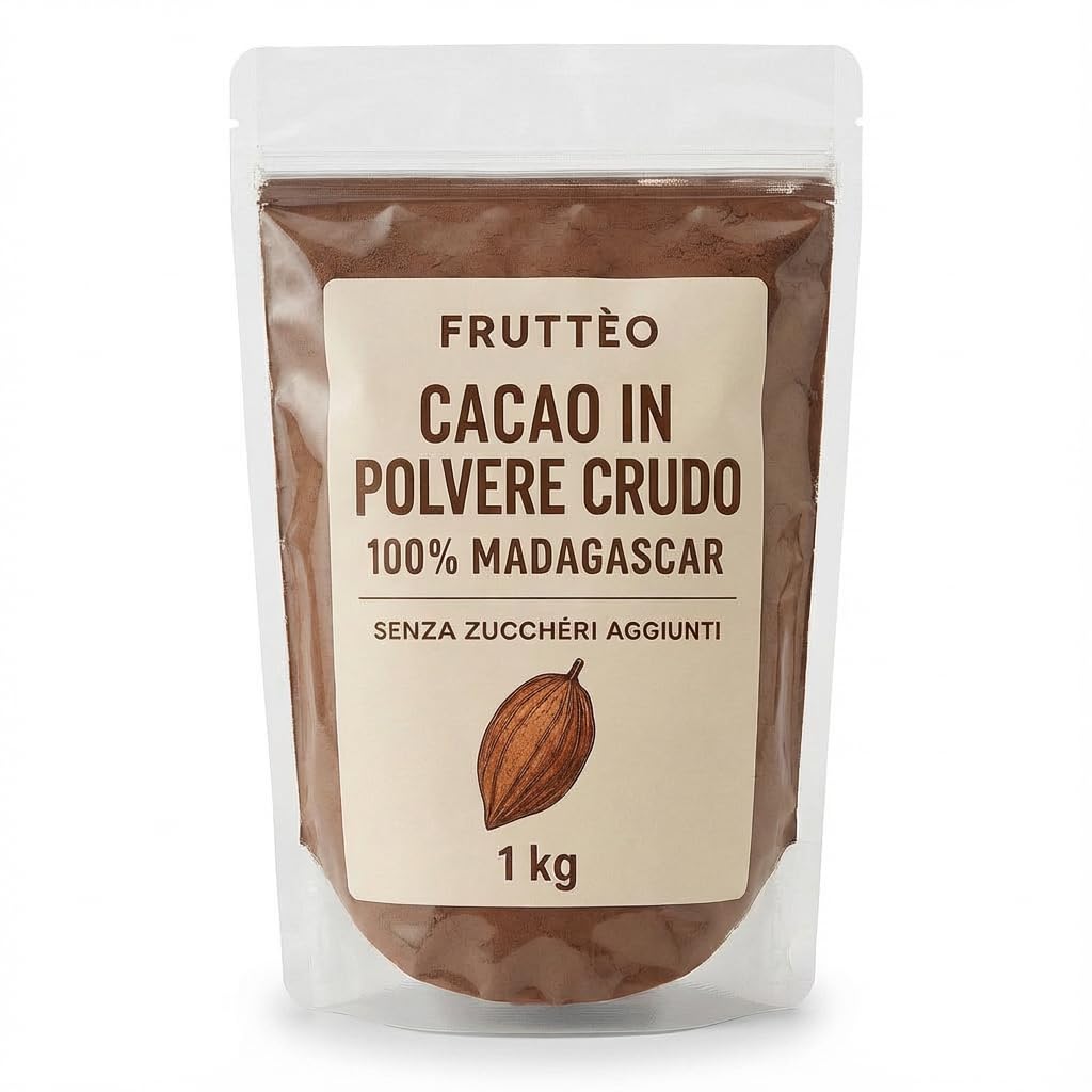 Cacao Amaro in Polvere 1 Kg Madagascar – 100% Puro Non Alcalinizzato – Gusto Intenso e Aromatico – Ideale per Dolci, Pasticceria e Bevande – Qualità Premium