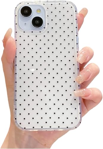 AROJAK Compatible with iPhone 15 Case Polka Dots Phone Case White