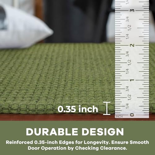 KOZYFLY Extra Long Runners for Hallways 3x14 ft Washable Kitchen Runner Non Slip Rubber Backed Hallway Rug Cotton Entryway Runner Rug Floor Carpet for Indoor Hall, Kitchen,Olive Green/Earthy Green