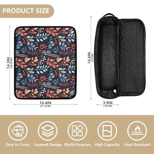 Bolsa organizadora resistente al calor para herramientas de cabello con diseño Leaf Fir Marble, incluye tapete aislante térmico portátil miniatura 4