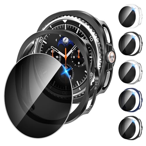 Image of Tensea [5+5Pack for Samsung Galaxy Watch 8 Classic Screen Protector Case 46mm Accessories, Hard PC Bumper /HD Anti-Fog Tempered Glass Protective Film, Face Cover Set for Women Men