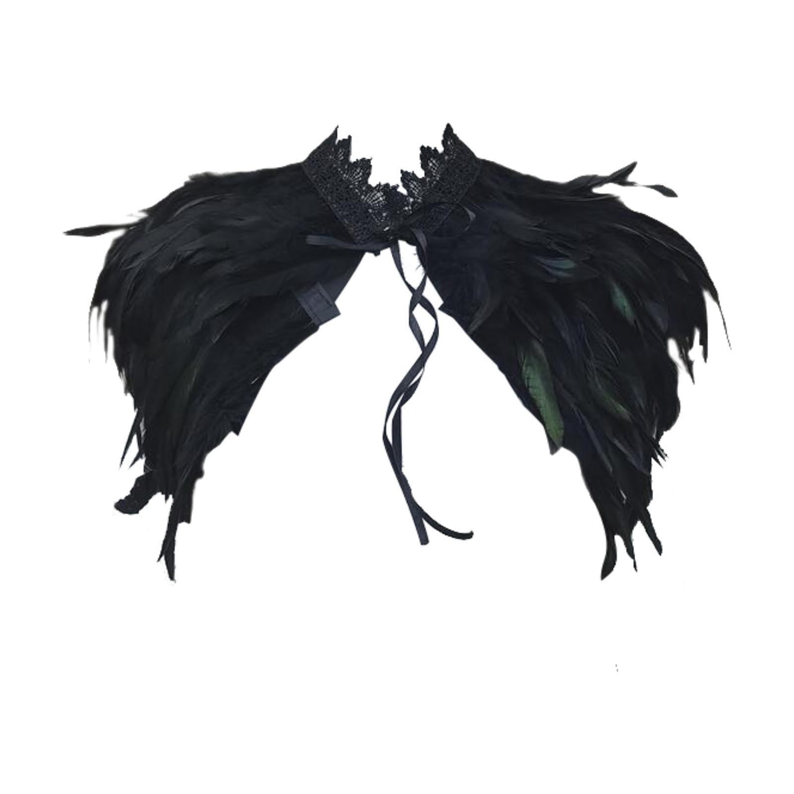 MERISHOPP Feather Shawl Cape Comfortable Gothic Halloween Costume Accessories Dress up Black-image-37