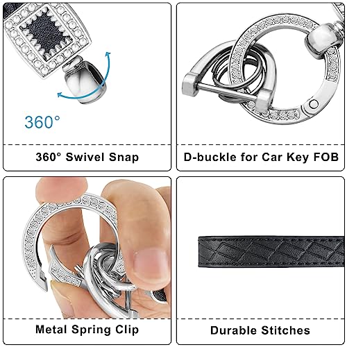 Image of OHKYOOT Leather Wristlet Keychain,Wrist Keychain Car Key Chain with 5 Key Ring and Anti-Lost D Ring