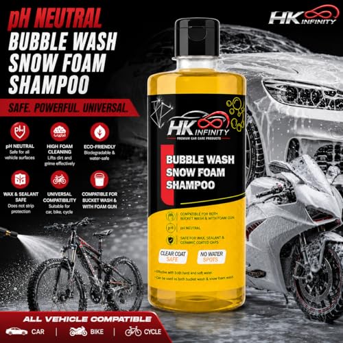 Image of Car Shampoo 500ml | Snow Foam Bubble Wash, pH Neutral High Suds Liquid | For Foam Gun, Pressure Washer & Bucket | Wax & Ceramic Coat Safe | Removes Dirt & Mud | Cars, Bikes & SUVs