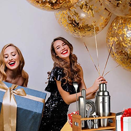 Cocktail Making Set Gifts for Women/Men Gifts for Him Stainless Steel Cocktail Shaker Set Bonus Cocktail Book, Thickening Cocktail Making kit with Stand, Bartender Kit, Christmas Gifts for Men
