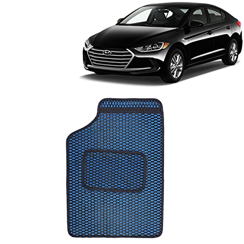 Image of Kingsway Dotted Design Car Floor Foot Mats Universal Fit for Hyundai Elantra, Model Year : 2016-2019, Water and Dustproof, Color Blue, Set of 5 Pieces