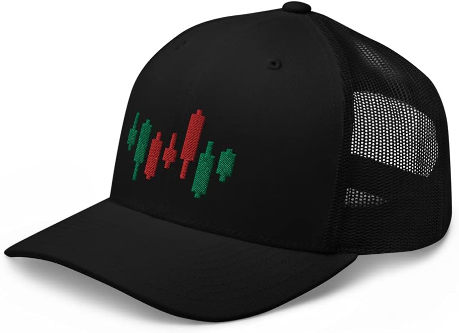 Forex Stock Market Crypto Trader Trading Candlestick Embroidered Trucker Cap Hat