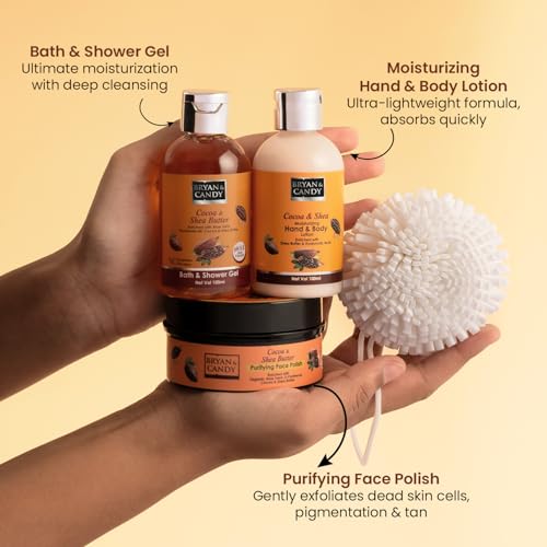 Image of Bryan & Candy Bodycare Heart Collection Gift set for Women 100% Vegan,Ph5.5 Skin Friendly (Cocoa Shea Heart Collection)