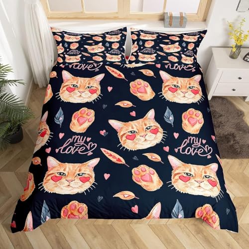 Parure de lit 220x240 cm chat ensemble literie microfibre avec zip - 3