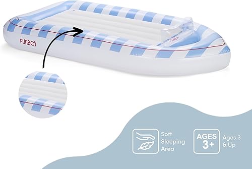 Miniatura 5 de FUNBOY Cama y colchón de aire clásico para niños. Perfecto para fiestas de pijamas. Incluye bolsa de almacenamiento, individual, blanco/azul