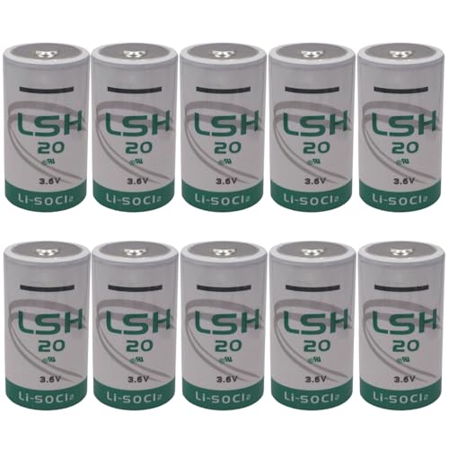 LINHUPAK (10 Pack) LSH20 3.6V D 13000 mAh Lithium Thionyl Chloride Battery for Alarm Systems GPS Systems Battery Non-Rechargeable