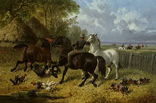 Impression sur toile la chasse au passage décoration murale salon style maison de campagne