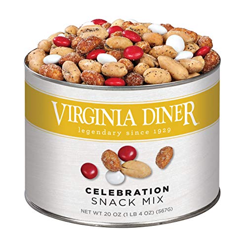 Virginia Diner - Gourmet Natural Celebration Mix (Virginia Sea Salt & Pepper Peanuts, Honey Roasted Peanuts, & Chocolate), 20 Ounce Tin