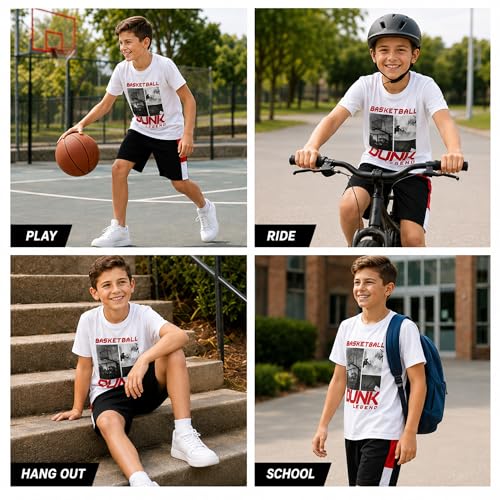 Image of Pro Athlete Active Boys Short Sets - 2 Piece Performance Crewneck Short Sleeve T-Shirt and Shorts Boys Athletic Sets (8-16)