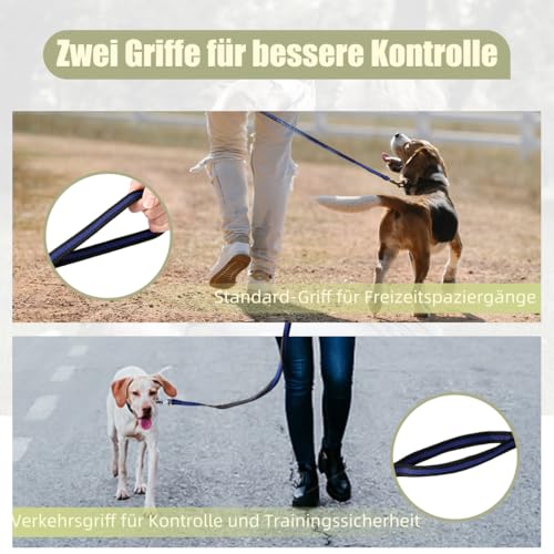 Mi Metty Hundeleine, 8ft Bungee Hundeleine mit 2 Gepolsterten Griffen, Starke Hundeleine,Leine Hund für Mittelgroße, Große Hunde (Schwarz-2pack, 8ft/2.5m)