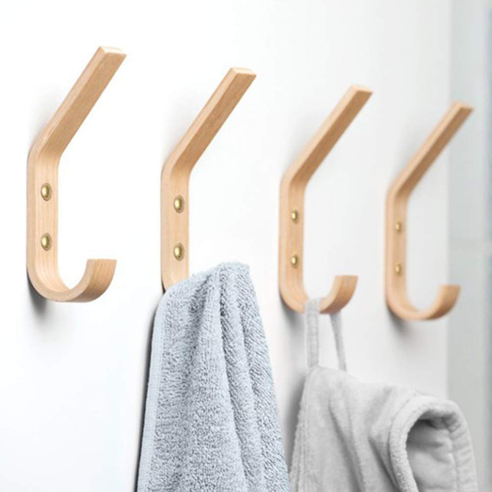 Perchero de pared resistente, paquete de 2 percheros de madera para colgar toallas, abrigos, sombreros, bolsos, chaquetas, ideal para entrada, dormitorio, baño