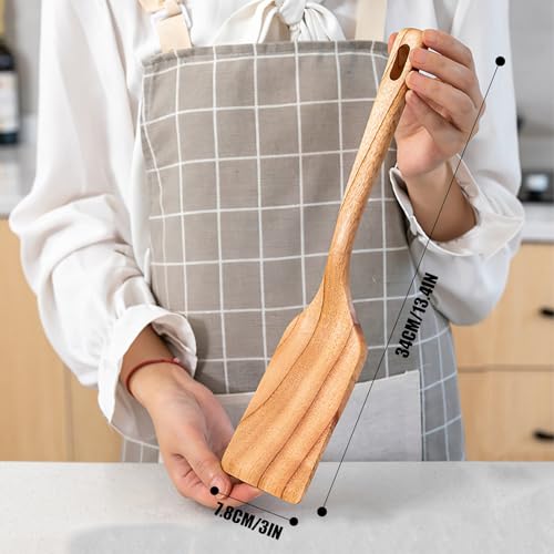 Zenxylo Wooden Spoons for Cooking, Wooden Cooking Spatula Turner and Spoon Set, 2-Piece, Sturdy, Lightweight and Heat Resistant - image 3