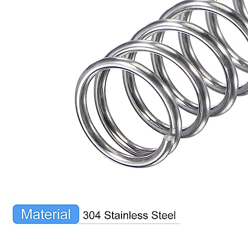 Image of uxcell Compression Spring, 5Pcs 304 Stainless Steel, 8mm OD, 0.8mm Wire Size, 30mm Free Length, Silver Tone