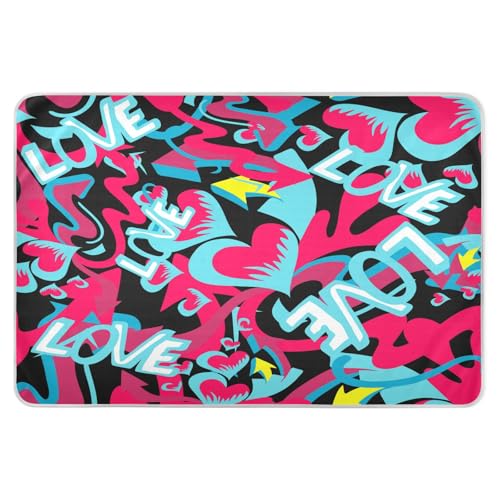 susiyo Graffiti Colored Hearts Dark Bed Pads for Incontinence Mattress Protector Anti-Slip Waterproof Pads (56