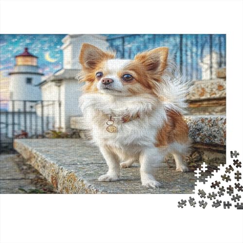 Hundemotiv 1000 Teile Puzzle für Erwachsene Paper-Papier Gesellschaftsspiel Hund Nacht Himmel Puzzle Wohnkultur 38x26cm/1000pcs