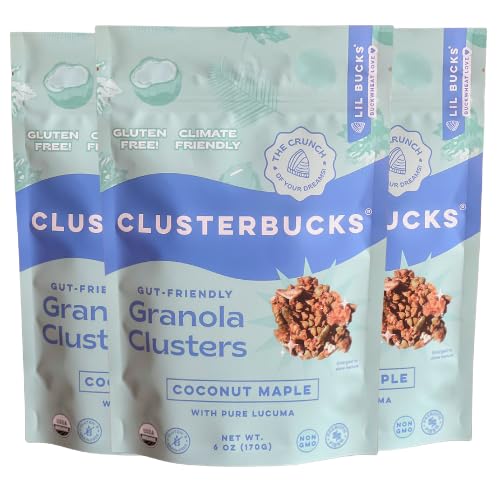 Lil Bucks Clusterbucks - Racimos aptos para el intestino hechos con trigo sarraceno germinado orgánico regenerativo, aperitivo sin gluten (arce