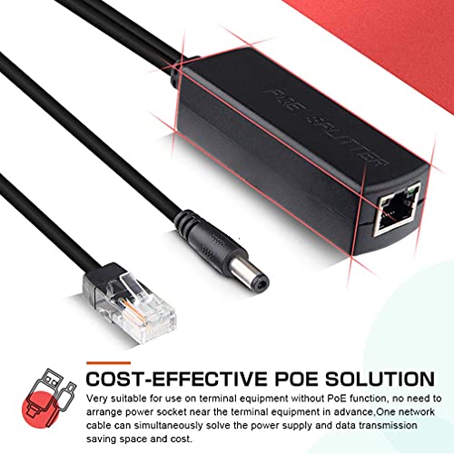 Image of NEXSA Active PoE Splitter Adapter 48V to 12V Power Over Ethernet Converter | Extracts 12V DC power and stable network data from a 48V PoE line. Fully compliant with IEEE 802.3af systems.