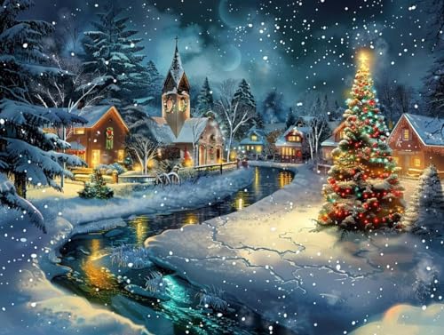 Broderie Diamant Noël 90x120cm | Activité DIY en Famille au Coin du Feu