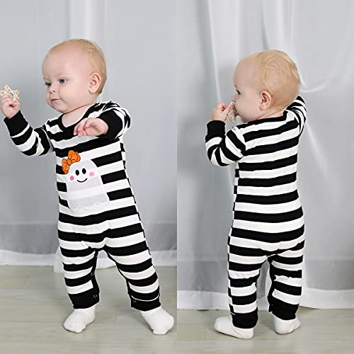 Younger Tree Infant Baby Girls Boys Fall Outfit Pumpkin One Piece Romper Halloween Smocked Bodysuit Clothes 0-24 M thumb #1
