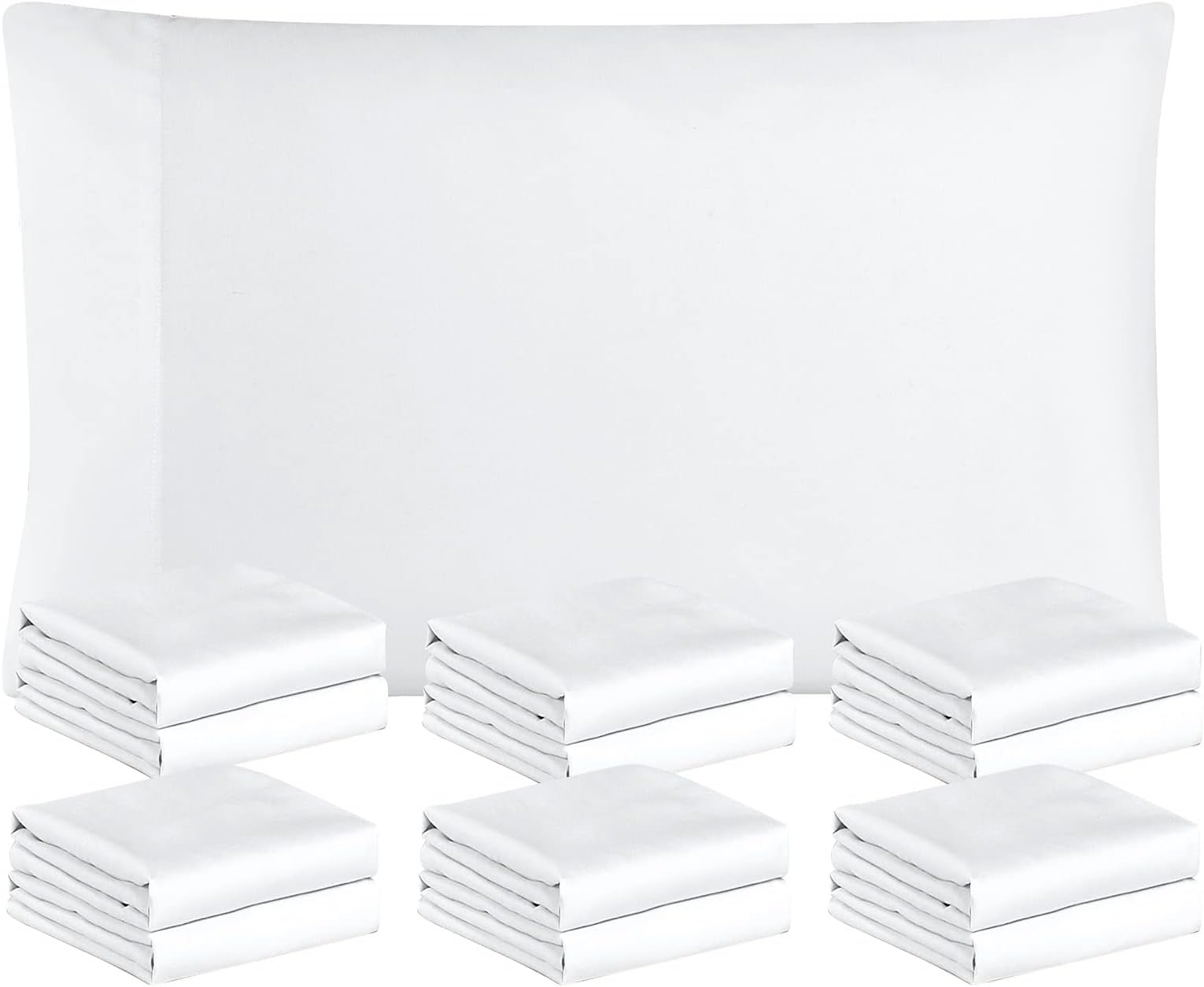 FreshCulture White Pillowcases Queen Size 12 Pack - Bulk Pillowcase Set - Envelope Closure - Soft Brushed Microfiber Fabric - 20x30 Inches Pillow Case Set of 12 for Home, Hotels, Schools