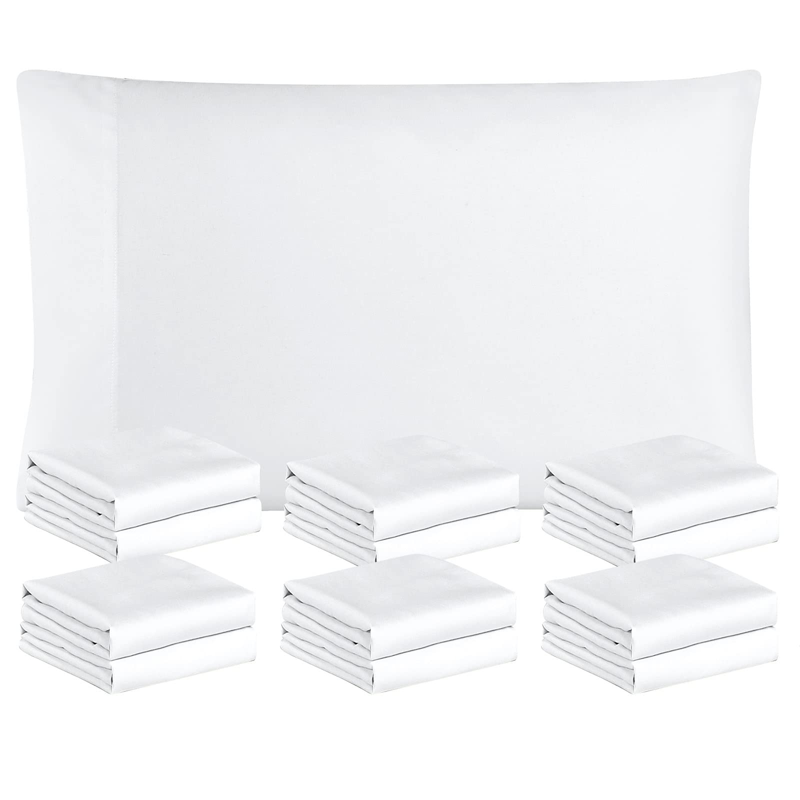 FreshCulture White Pillowcases Queen Size 12 Pack - Bulk Pillowcase Set - Envelope Closure - Soft Brushed Microfiber Fabric - 20x30 Inches Pillow Case Set of 12 for Home, Hotels, SchoolsOEKO-TEX STANDARD 100
