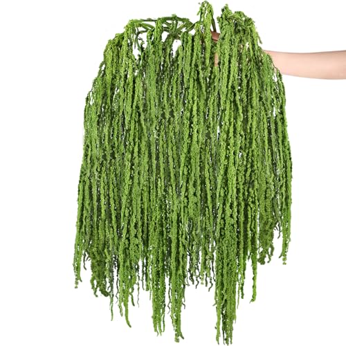 Suncalla 12 Pcs Forest Green Spring Natural Dried Amaranthus Hanging Flowers Amaranthus Artificial Flowers for Wedding Arch Bouquet Floral Garland Wall Home Decoration (23 Inch)