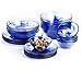 Bormioli Rocco Murano Blue Swirl Medium 9 Inch Glass Bowl, Set of 6