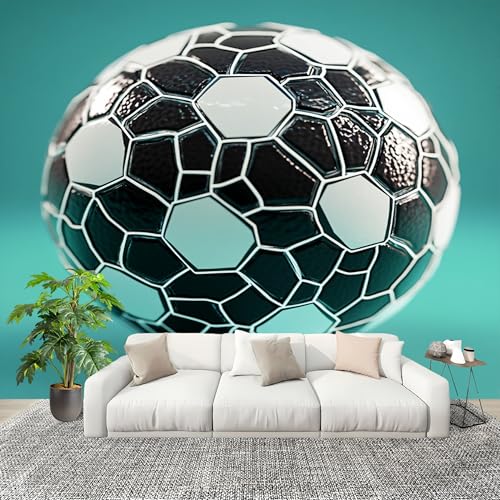 Papel Pintado Mural Foto 200x140 cm FúTbol Deportivo En 3d Papel pintado tejido no Tejido Murales Moderna Diseno Fotográfico Verde Decoración de Pared Sala de Estar y Dormitorio