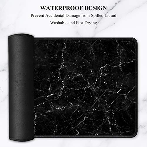 Image of Auhoahsil Large Mouse Pad, Full Desk XXL Extended Gaming Mouse Pad 35 inch X 15 inch, Waterproof Desk Mat with Stitched Edges, Non-Slip Laptop Computer Keyboard Mousepad for Office and Home, Marble Design