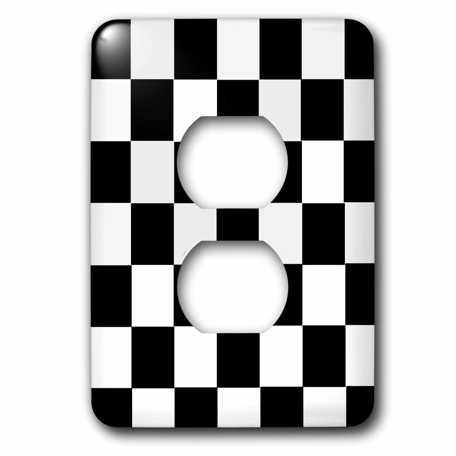 Housse de sortie carrés noir et blanc pour interrupteur mural 3dRose LSP_44676_6