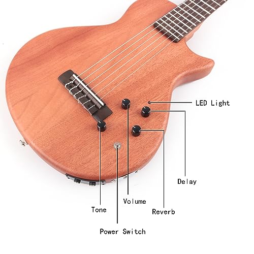 Image of Fojill Electric Classical Guitar Classic Nylon String Travel Portable Silent Practice Guitars Mahogany Body Neck Rosewood Fretboard With Gig Bag