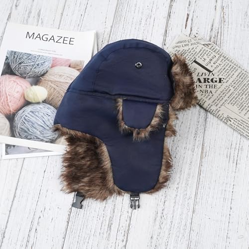 Image of ONWAY Trapper Hat Winter Hats for Women Men with Faux Fur Ear Flaps