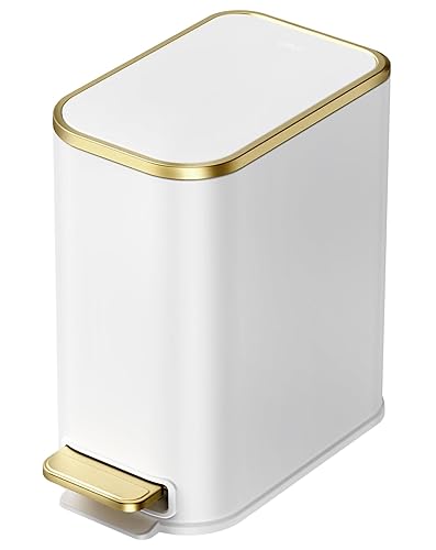 Miniatura 1 de Cesun Cubo de basura pequeño para baño con tapa de cierre suave, cubo de basura de acero inoxidable de 5 litros1.3 galones con cubo interior