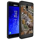 CasesonDeck Deer Case Compatible with [J3 (2018), J3 Achieve, J3 Star, Express Prime 3, Amp Prime 3] Hunters Series Slim No Bulk Carbon Fiber Texture Black Flexible TPU (Deer Tree Camo)