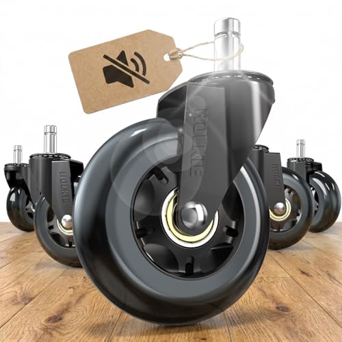 HOLKIE Office Chair Wheels Roller Blade Caster 11x22mm All Black 3 Inch Chair Wheels for Office...