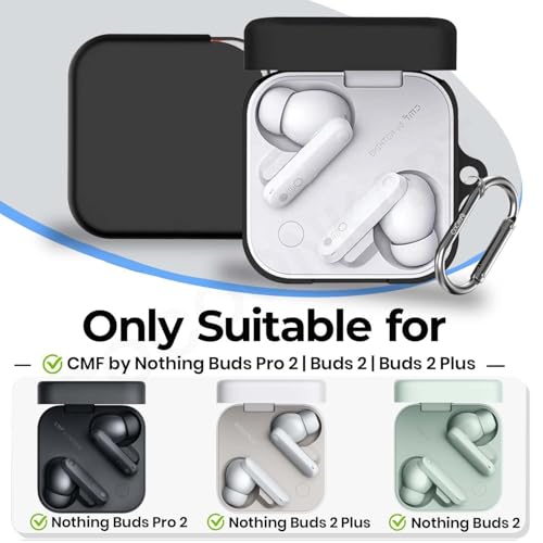 Image of Soft Silicone Case Cover for CMF by Nothing Buds Pro 2 | Buds 2 | Buds 2 Plus (Black)