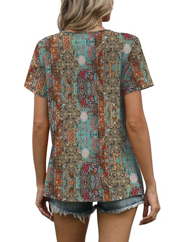 Image of WIHOLL Women T Shirts Pleated Short Sleeve Tops Business Casual Dressy Blouses
