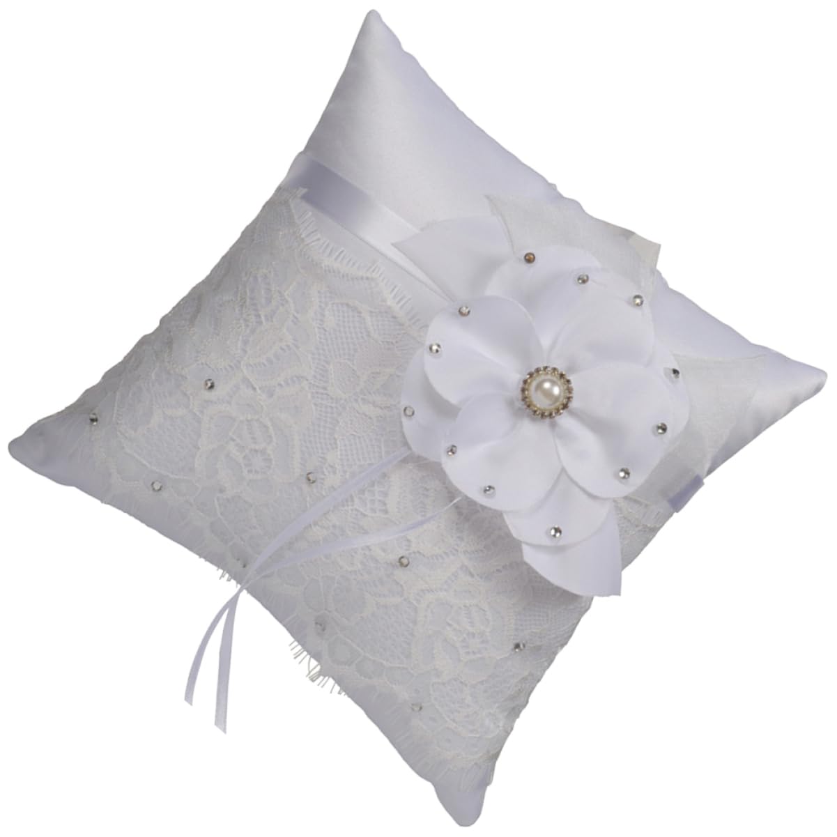Almohada para anillos de boda de encaje PRETYZOOM cojín portaminas nupcial blanco