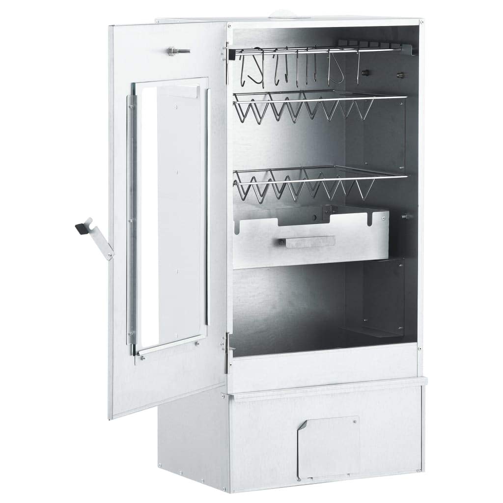 Horno para ahumar con generador de humo frío de acero galvanizado, multifuncional para carne, pescado y salchichas, incluye termómetro y ganchos en S, barbacoa duradera al aire libre