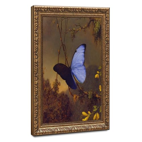 Impression sur toile papillon Morpho bleu cadre à suspendre salon et bureau 61 x 91,4 cm