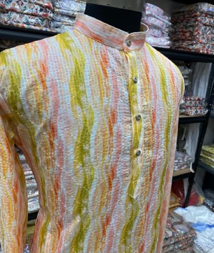 Image of FOXDX Men's Traditional Cotton Floral Printed Only Kurta