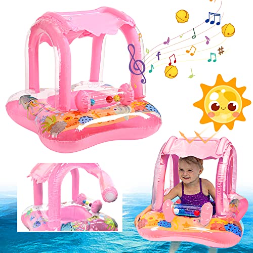 Flotador Hinchable para Bebé con Asiento y Sombrilla, Baby Pool Float with Shade,...