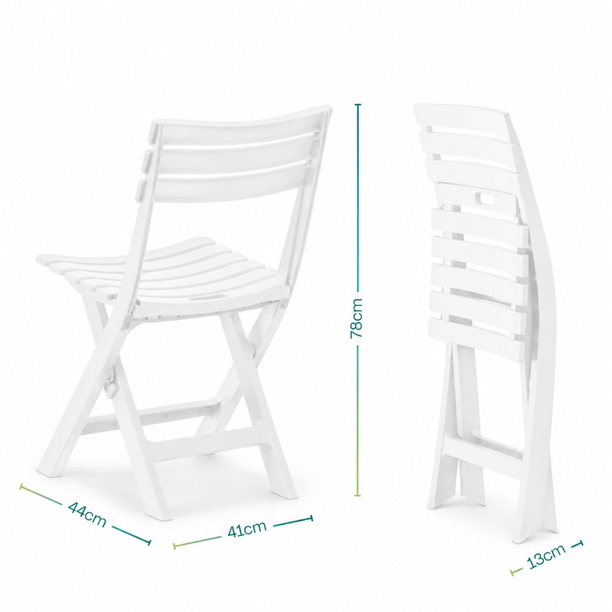 PALUPLUS Set 2 Sedie da Giardino Pieghevoli in Polipropilene, misura 41x44x78 cm, Sedia Richiudibile Senza Braccioli per Esterno ed Interno, Made in Italy -BIRK2739 (Bianco)