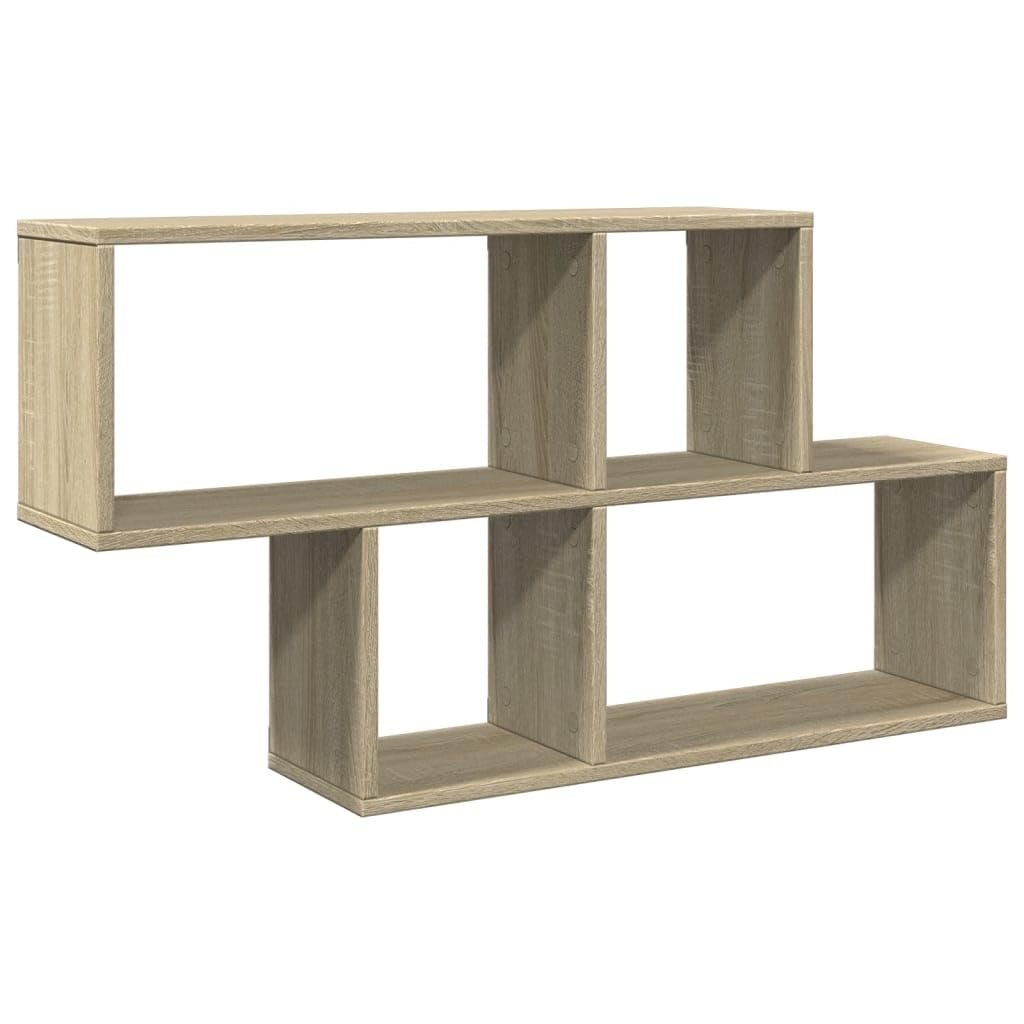 Estantería de pared de roble Sonoma, 100 x 20 x 53 cm, material de madera, fuerte agarre, 85 kg, diseño moderno que ahorra espacio para salón, pasillo, cocina y baño