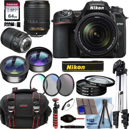 Nikon D7500 4K Video Recording DSLR Camera with Nikon AF-S DX NIKKOR 18-140mm f/3.5-5.6G ED VR Lens+64GB Memory+Tripod+Deluxe Accessory Bundle (Renewed)